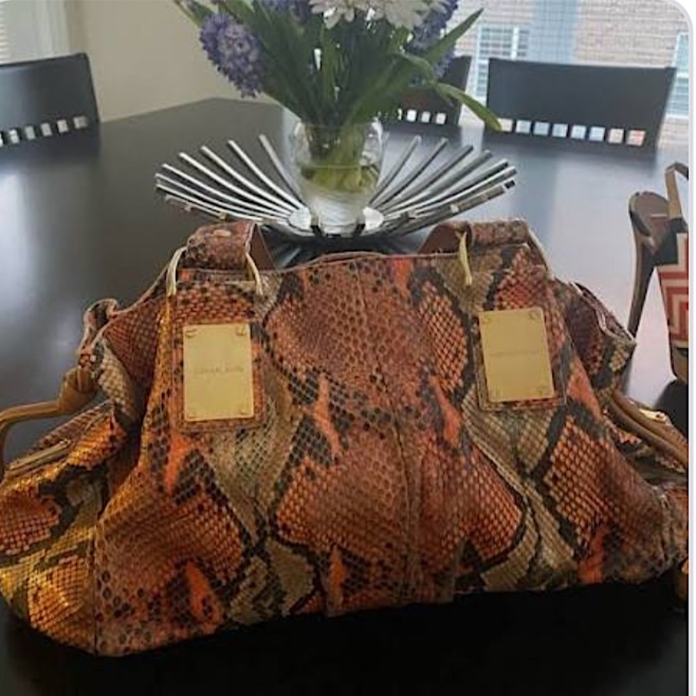 Michael Kors Python Tote Bag Orange - Picture 9 of 10